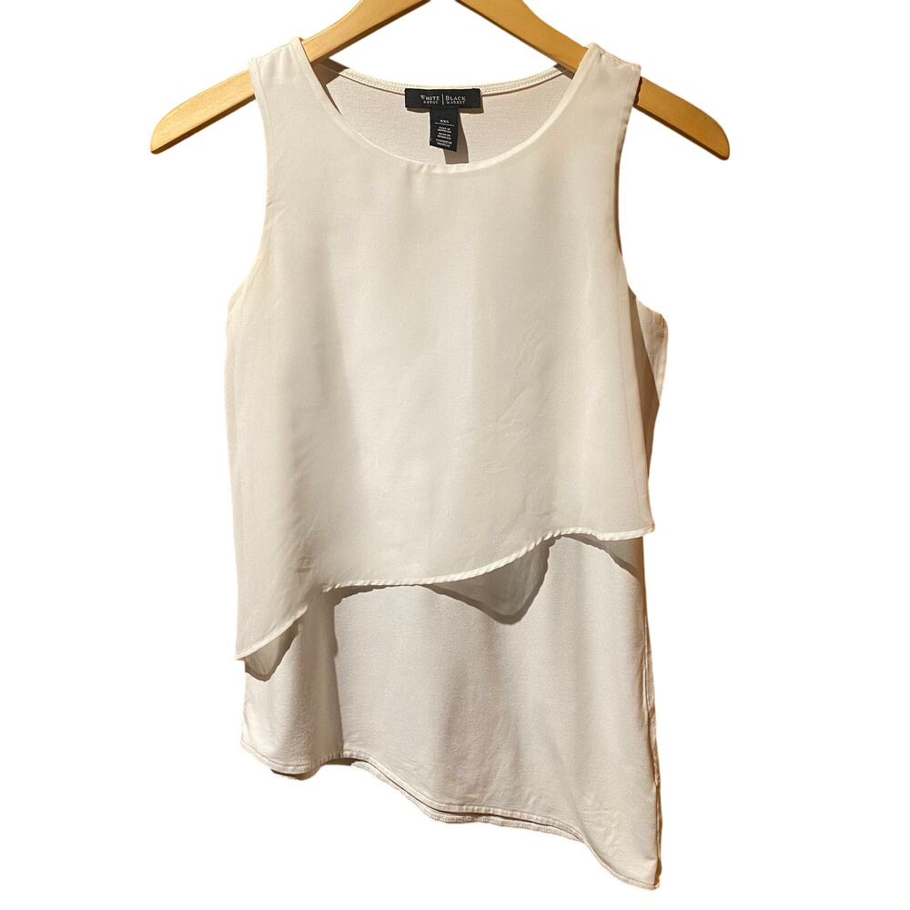 White House Black Market Size XXS Sleeveless Asymmetrical Blouse Coastal